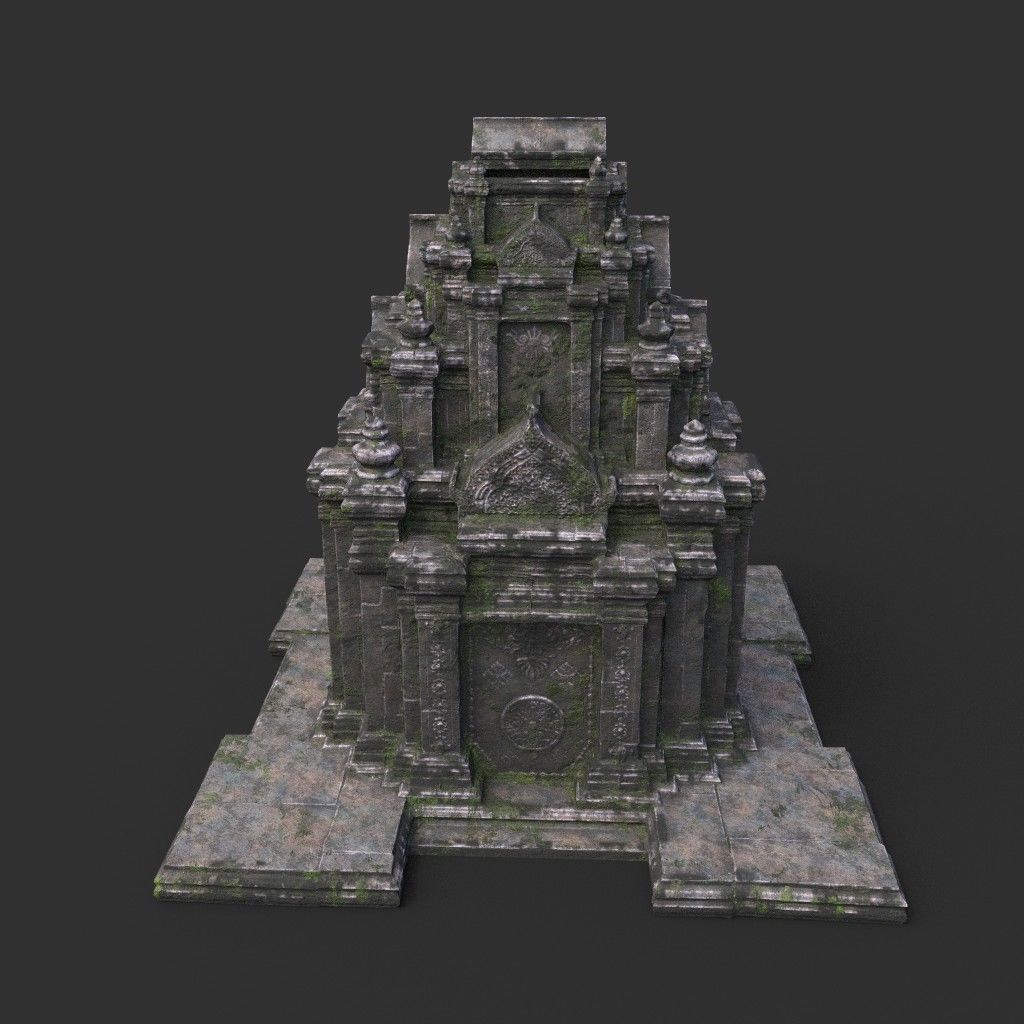 Ruin Ancient Temple - Khmer Architecture Pack B Low-poly 3D model_9