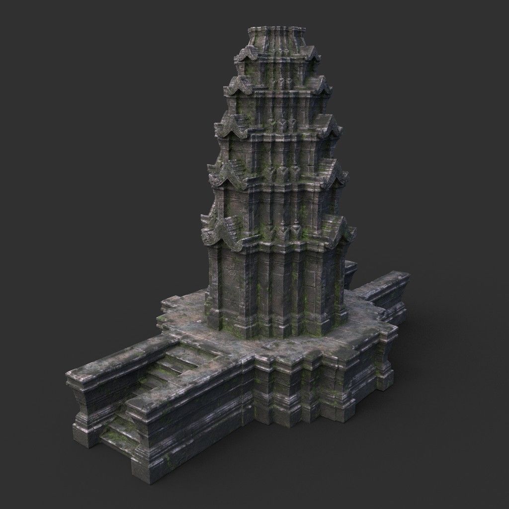 Ruin Ancient Temple - Khmer Architecture Pack B Low-poly 3D model_15