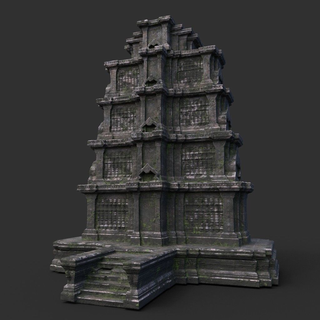 Ruin Ancient Temple - Khmer Architecture Pack B Low-poly 3D model_17