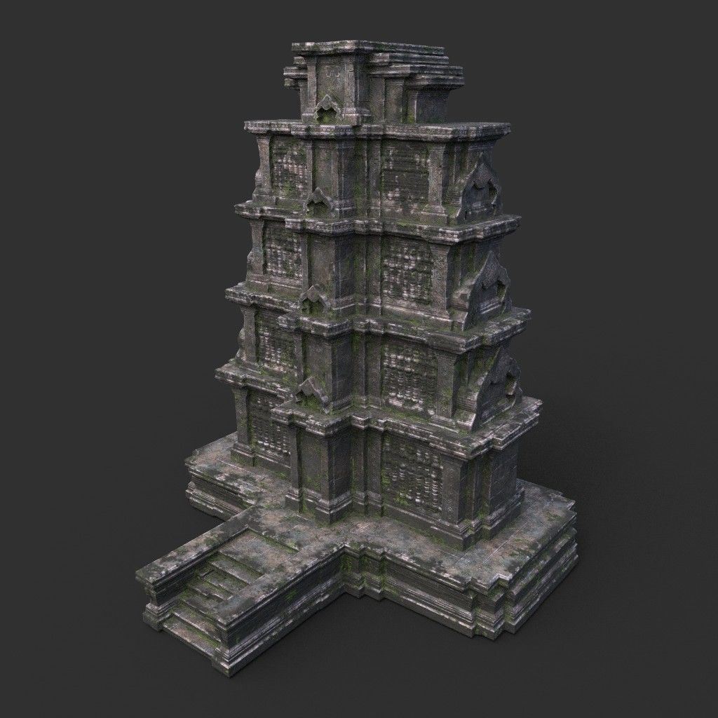 Ruin Ancient Temple - Khmer Architecture Pack B Low-poly 3D model_18