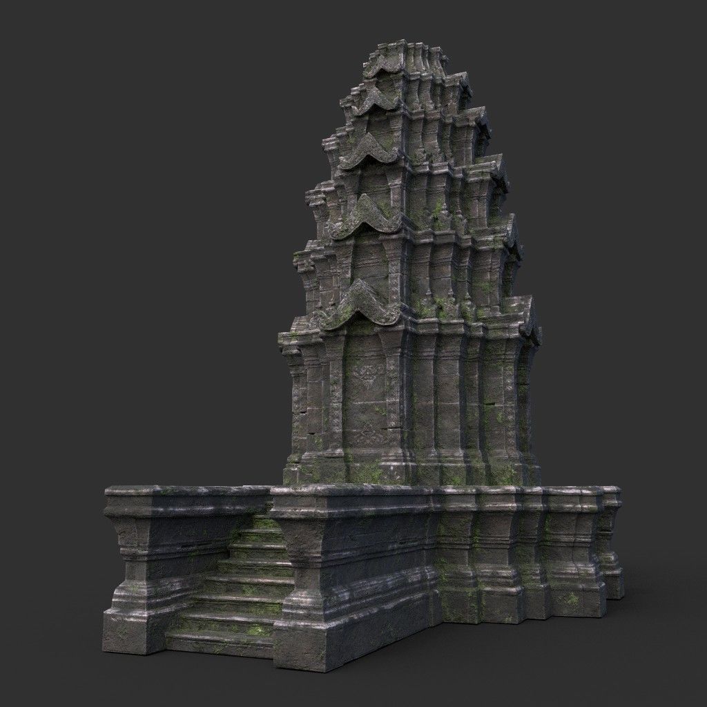 Ruin Ancient Temple - Khmer Architecture Pack B Low-poly 3D model_14