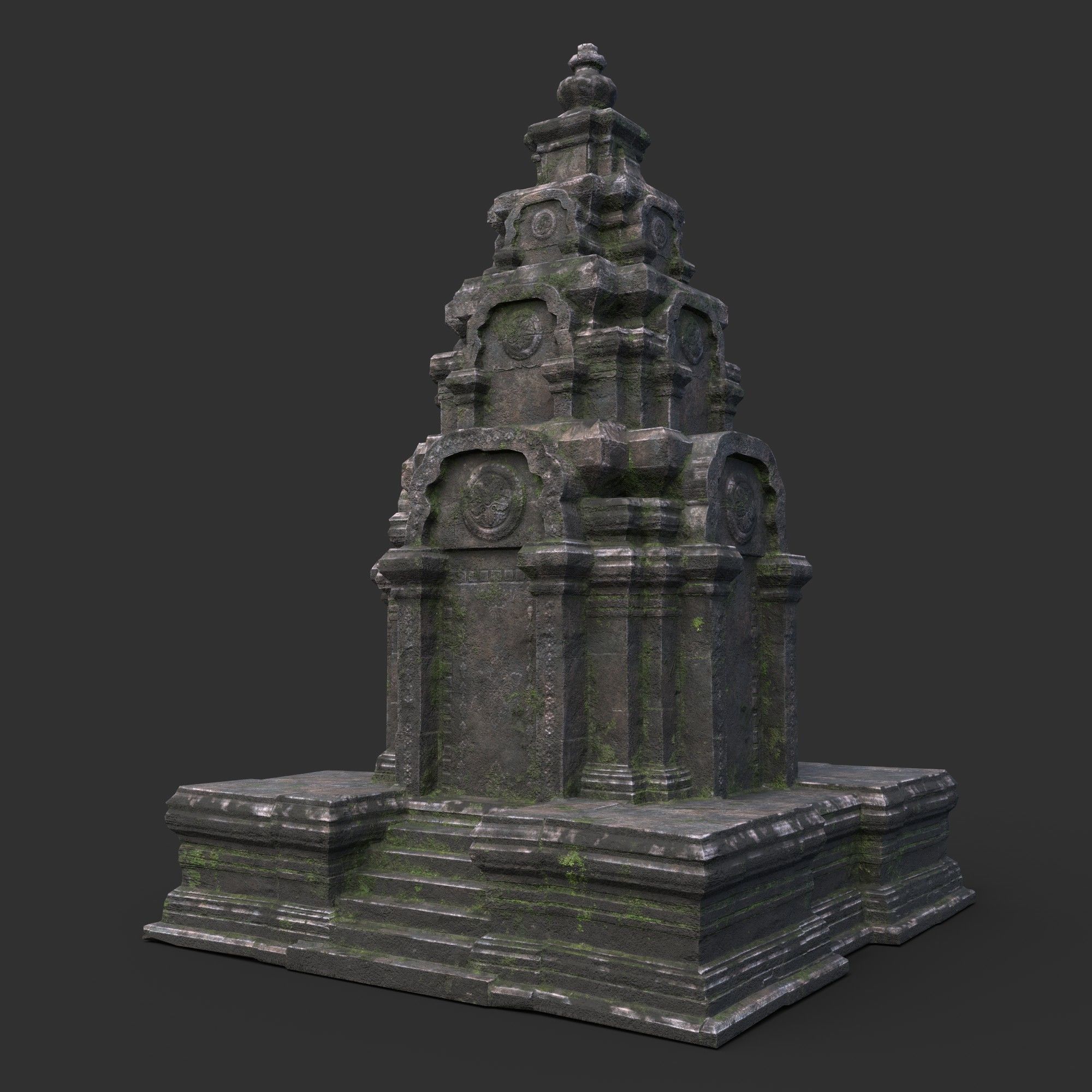 Ruin Ancient Temple - Khmer Architecture Pack B Low-poly 3D model_5