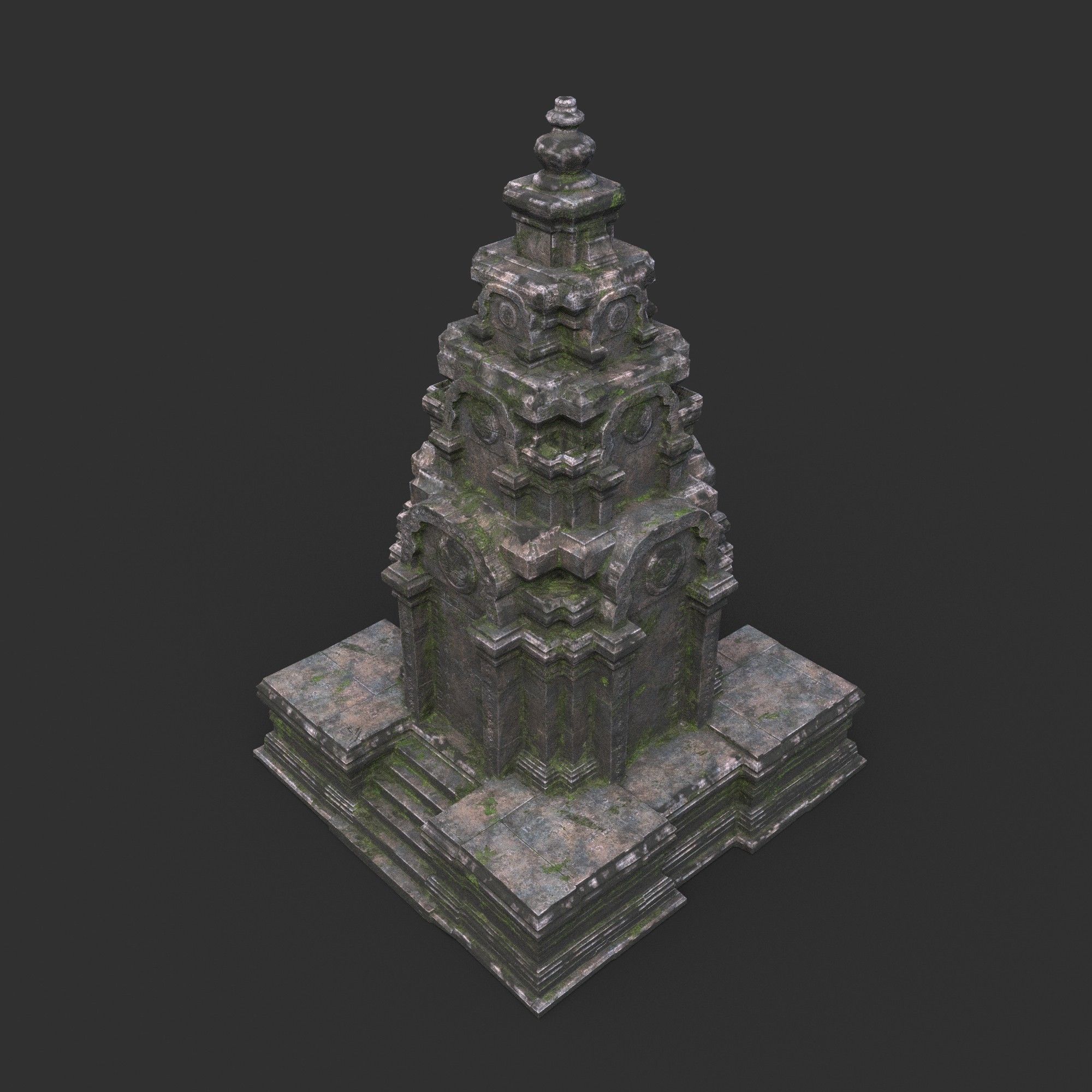 Ruin Ancient Temple - Khmer Architecture Pack B Low-poly 3D model_6