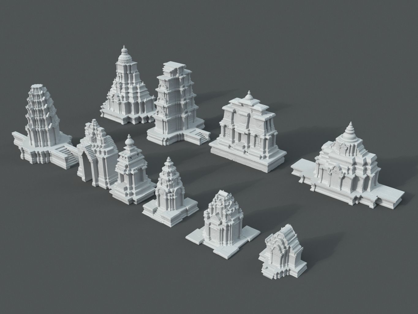 Ruin Ancient Temple - Khmer Architecture Pack B Low-poly 3D model_2