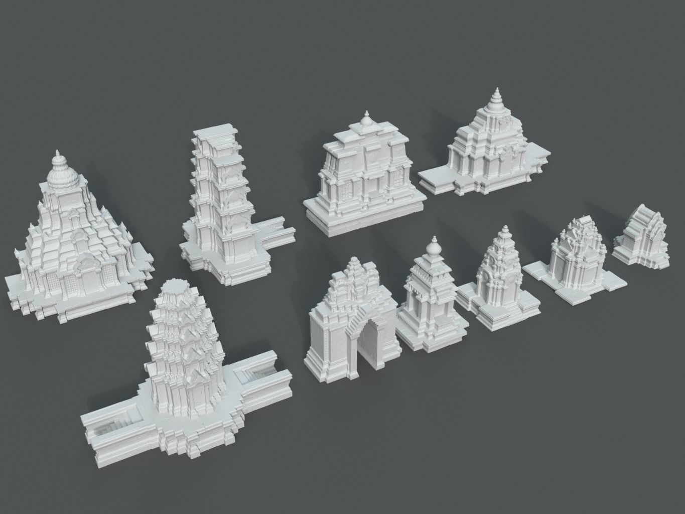 Ruin Ancient Temple - Khmer Architecture Pack B Low-poly 3D model_4