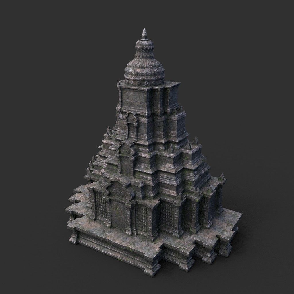 Ruin Ancient Temple - Khmer Architecture Pack B Low-poly 3D model_30