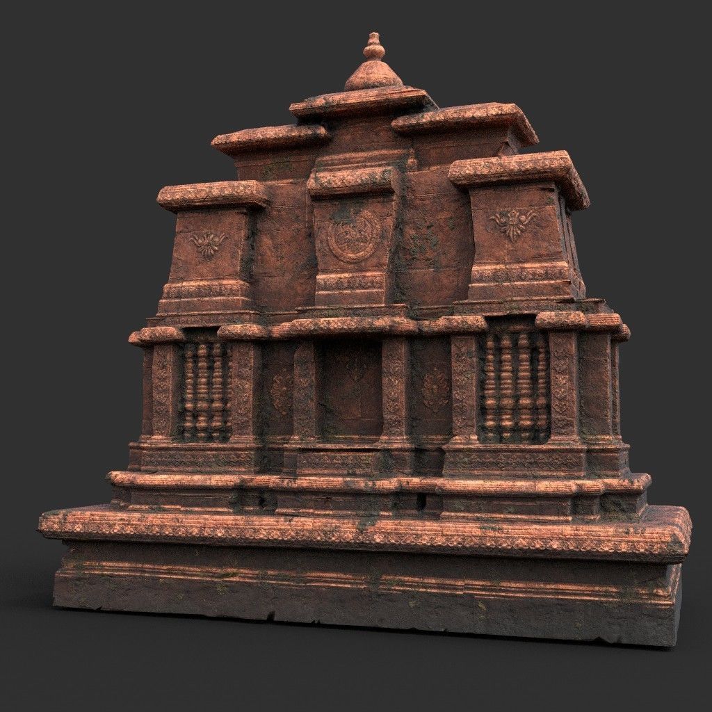 Ruin Ancient Temple - Khmer Architecture Pack A Low-poly 3D model_23