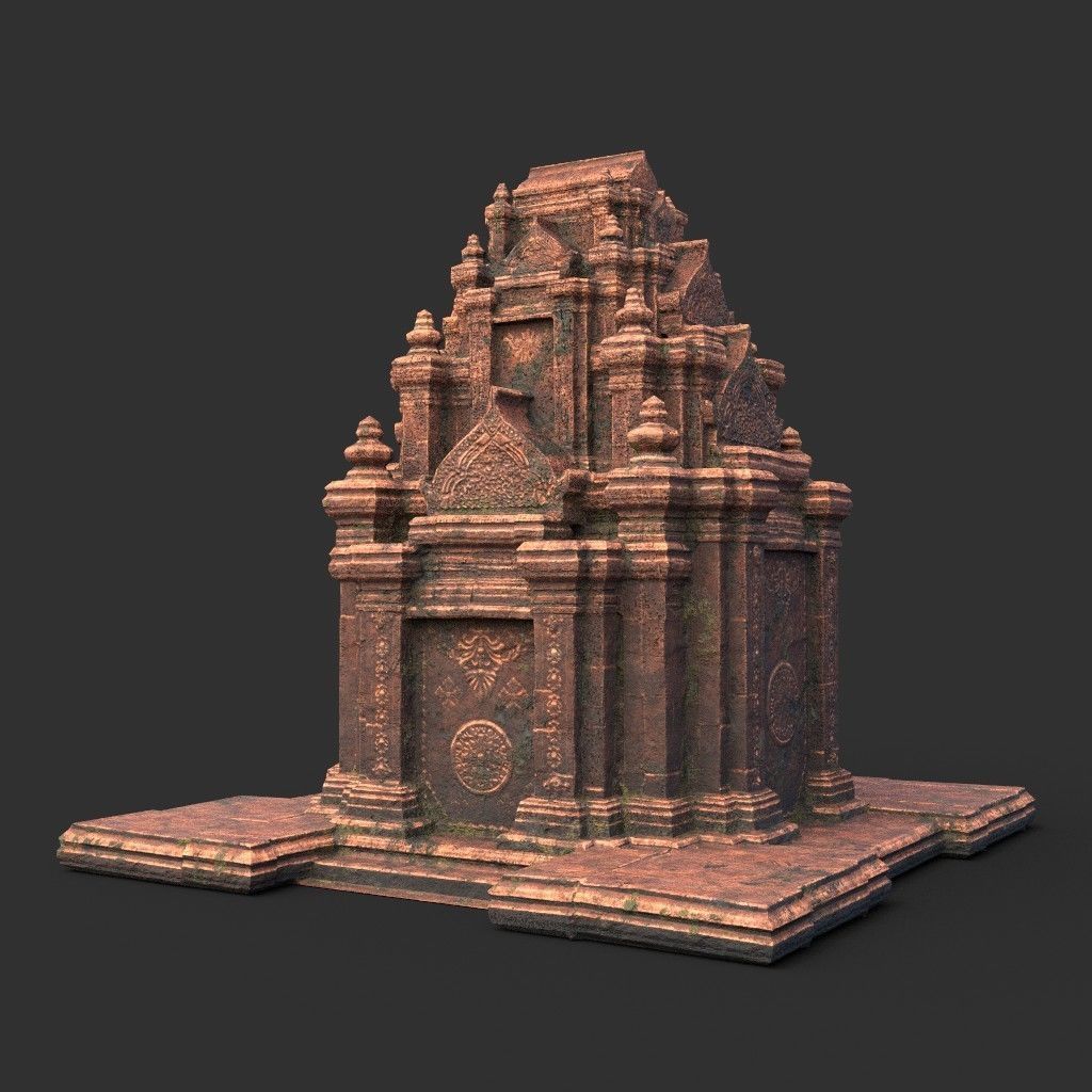 Ruin Ancient Temple - Khmer Architecture Pack A Low-poly 3D model_8