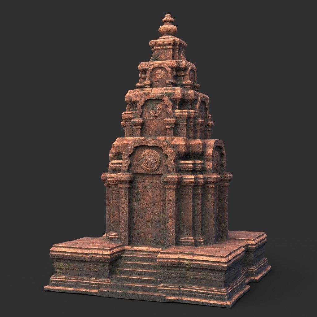 Ruin Ancient Temple - Khmer Architecture Pack A Low-poly 3D model_5