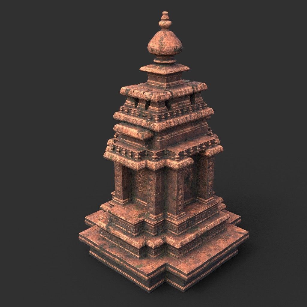 Ruin Ancient Temple - Khmer Architecture Pack A Low-poly 3D model_21
