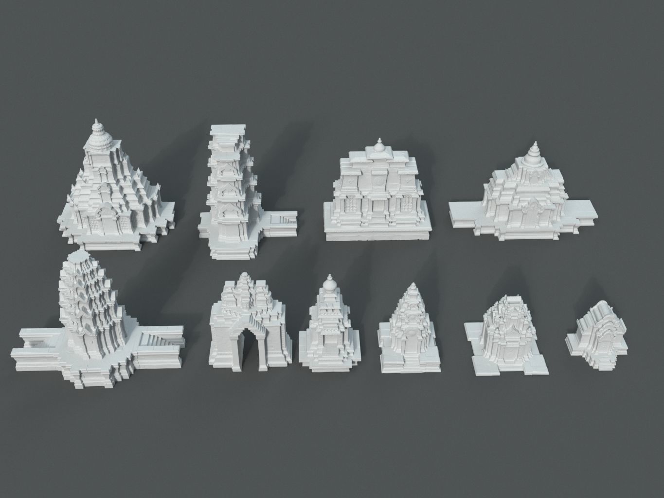 Ruin Ancient Temple - Khmer Architecture Pack A Low-poly 3D model_3