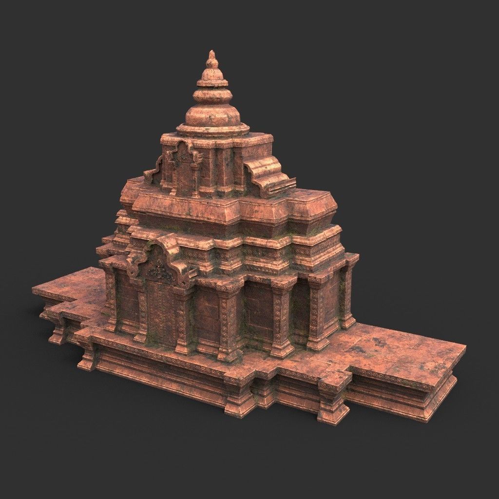 Ruin Ancient Temple - Khmer Architecture Pack A Low-poly 3D model_33