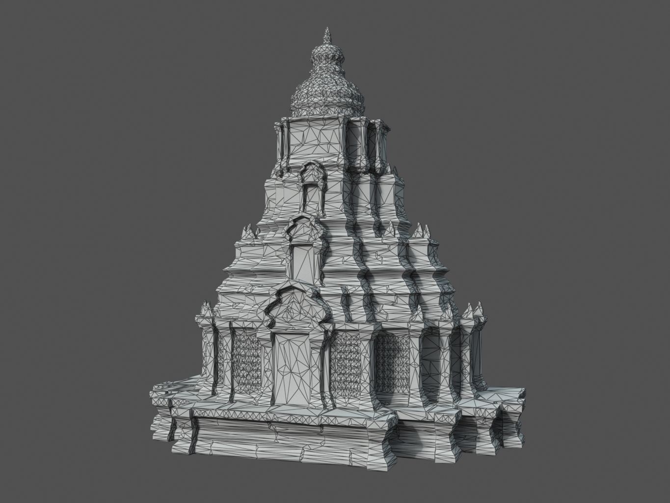 Ruin Ancient Temple - Khmer Architecture Pack A Low-poly 3D model_31