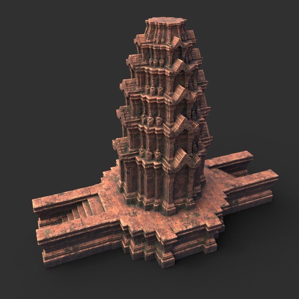Ruin Ancient Temple - Khmer Architecture Pack A Low-poly 3D model_15