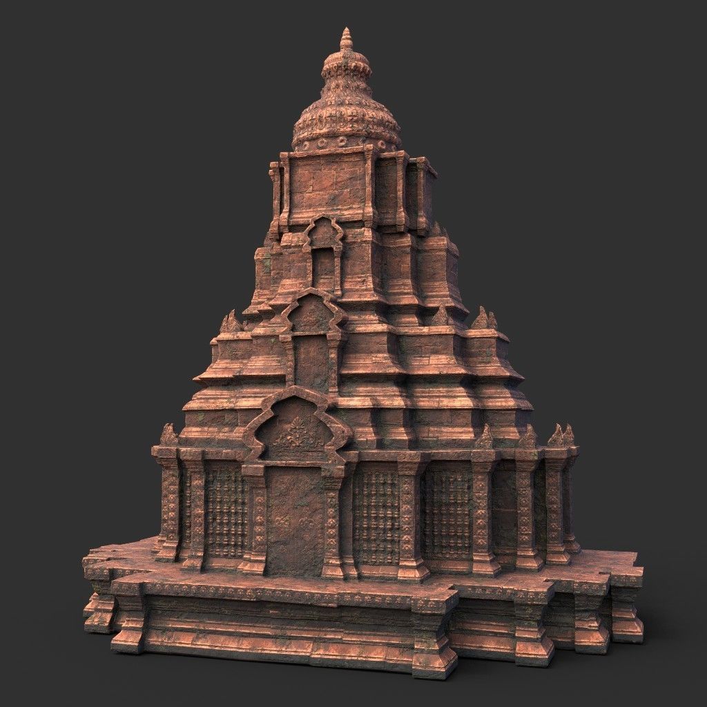 Ruin Ancient Temple - Khmer Architecture Pack A Low-poly 3D model_29