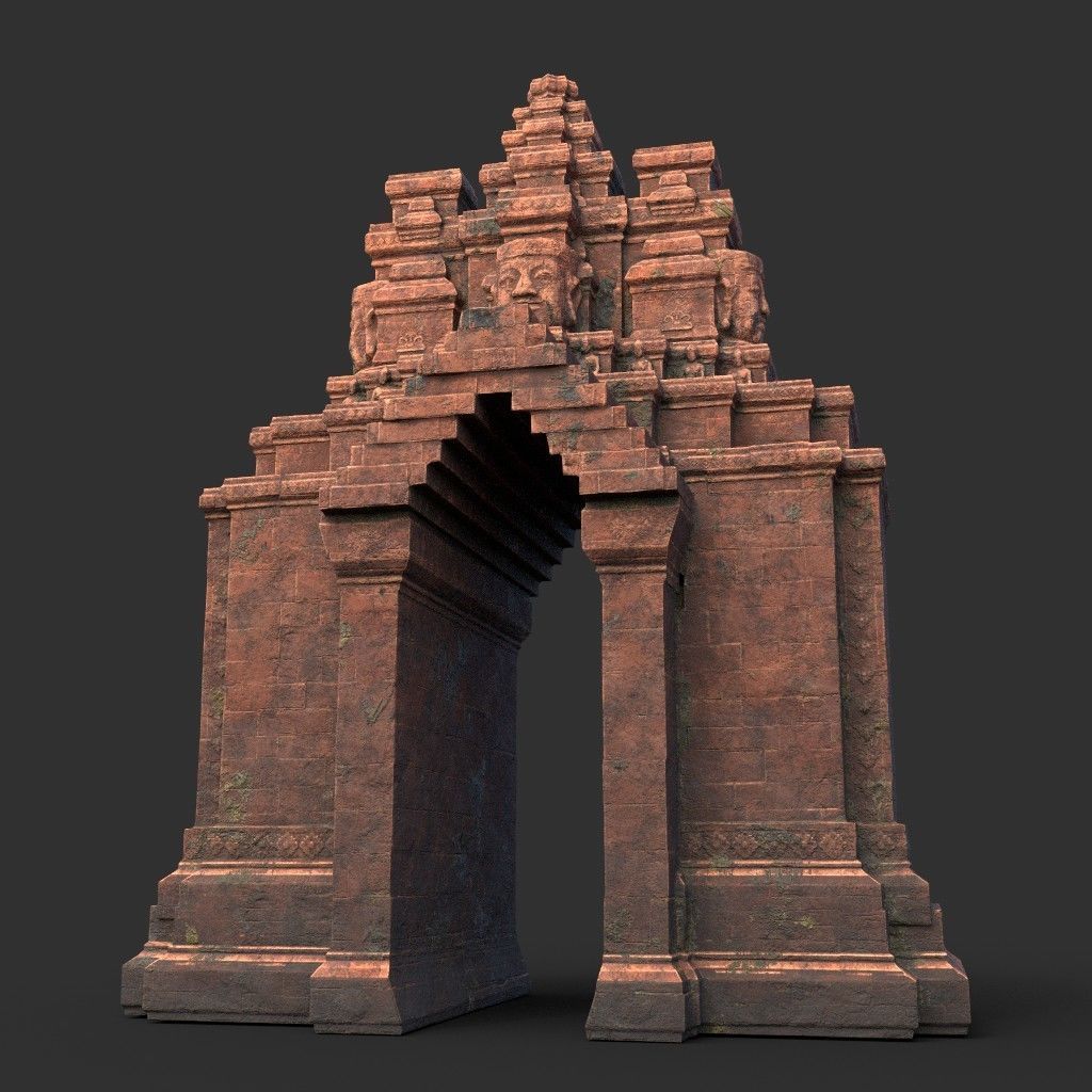 Ruin Ancient Temple - Khmer Architecture Pack A Low-poly 3D model_26