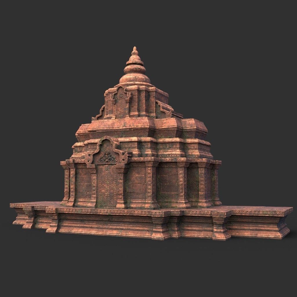 Ruin Ancient Temple - Khmer Architecture Pack A Low-poly 3D model_32
