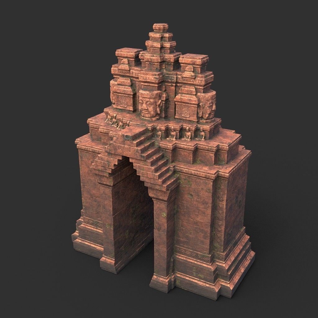 Ruin Ancient Temple - Khmer Architecture Pack A Low-poly 3D model_27