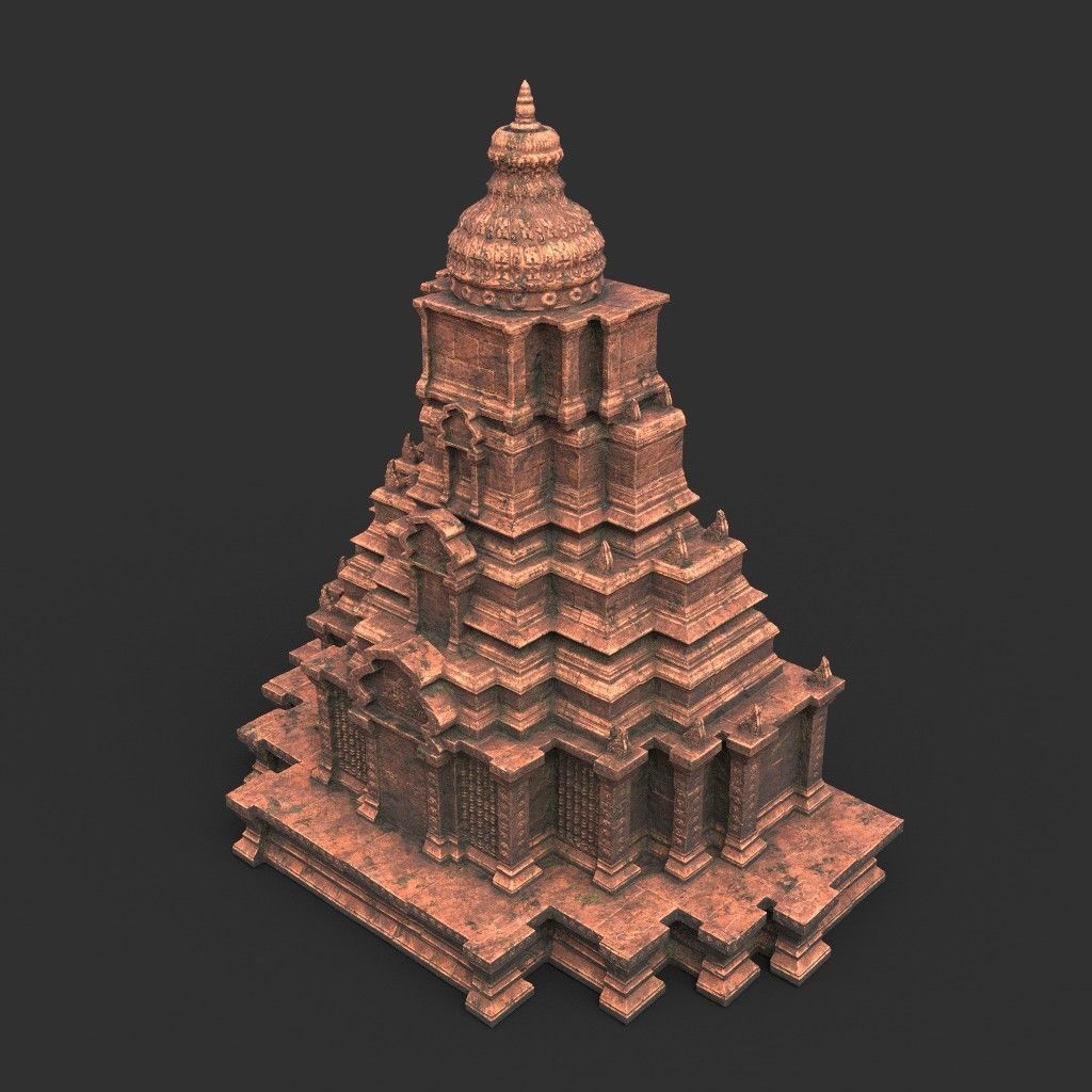 Ruin Ancient Temple - Khmer Architecture Pack A Low-poly 3D model_30