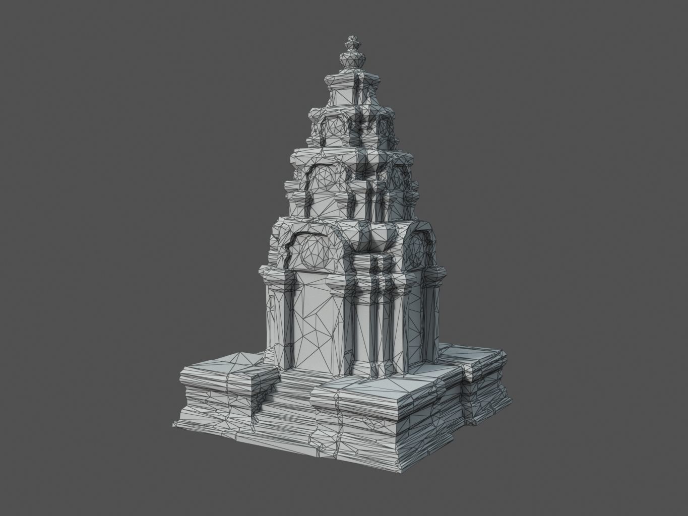 Ruin Ancient Temple - Khmer Architecture Pack A Low-poly 3D model_7