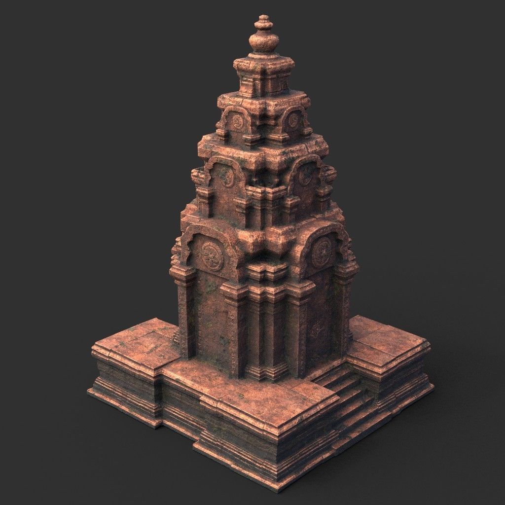 Ruin Ancient Temple - Khmer Architecture Pack A Low-poly 3D model_6