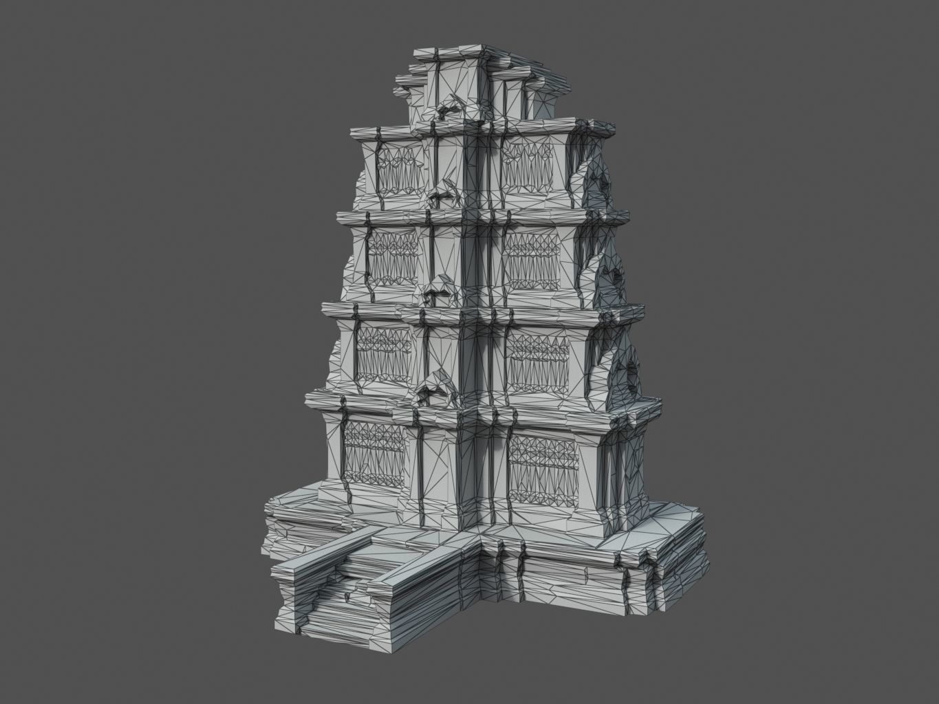 Ruin Ancient Temple - Khmer Architecture Pack A Low-poly 3D model_19