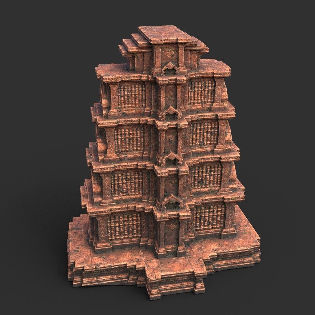Ruin Ancient Temple - Khmer Architecture Pack A Low-poly 3D model_18