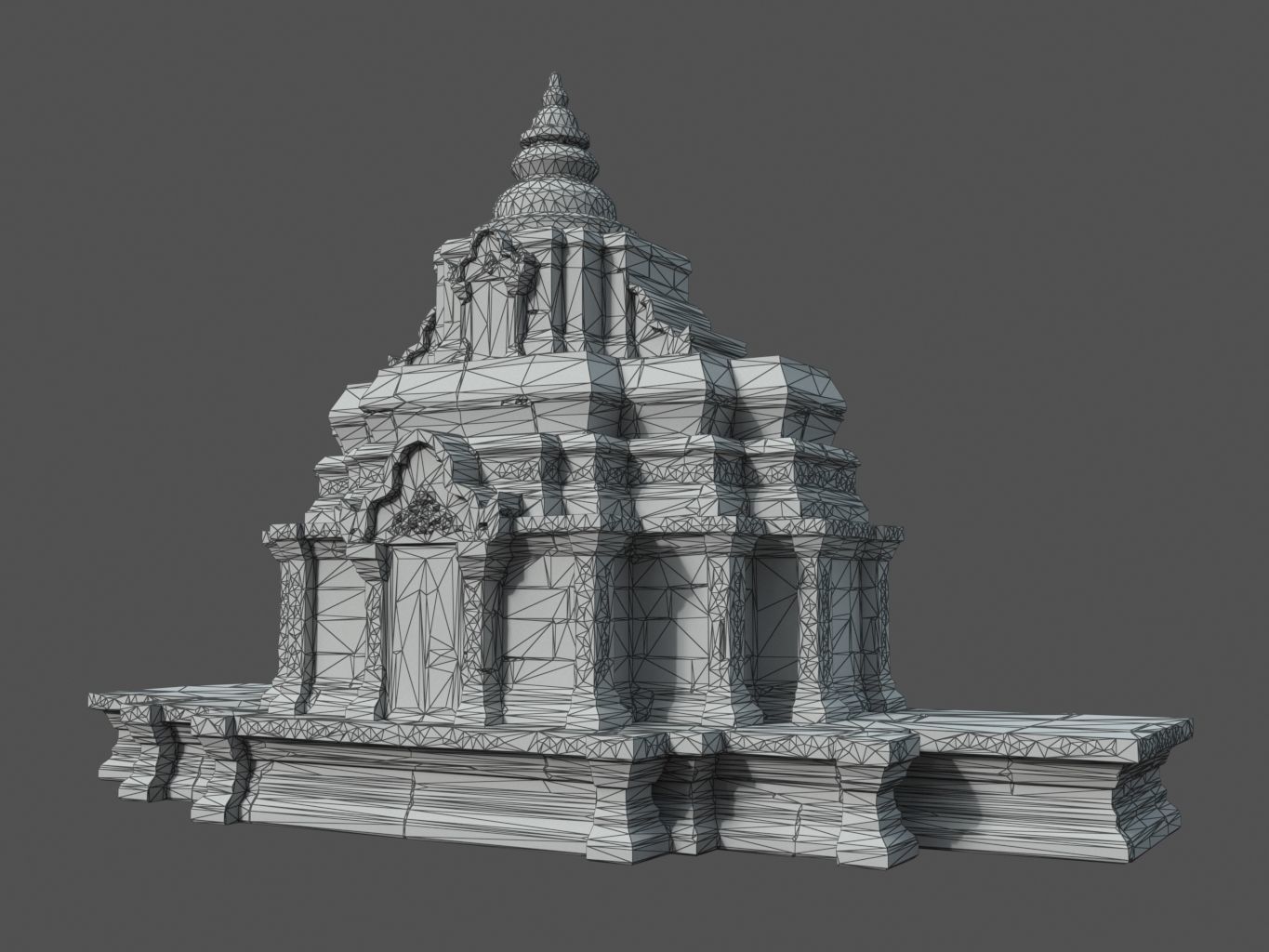 Ruin Ancient Temple - Khmer Architecture Pack A Low-poly 3D model_34