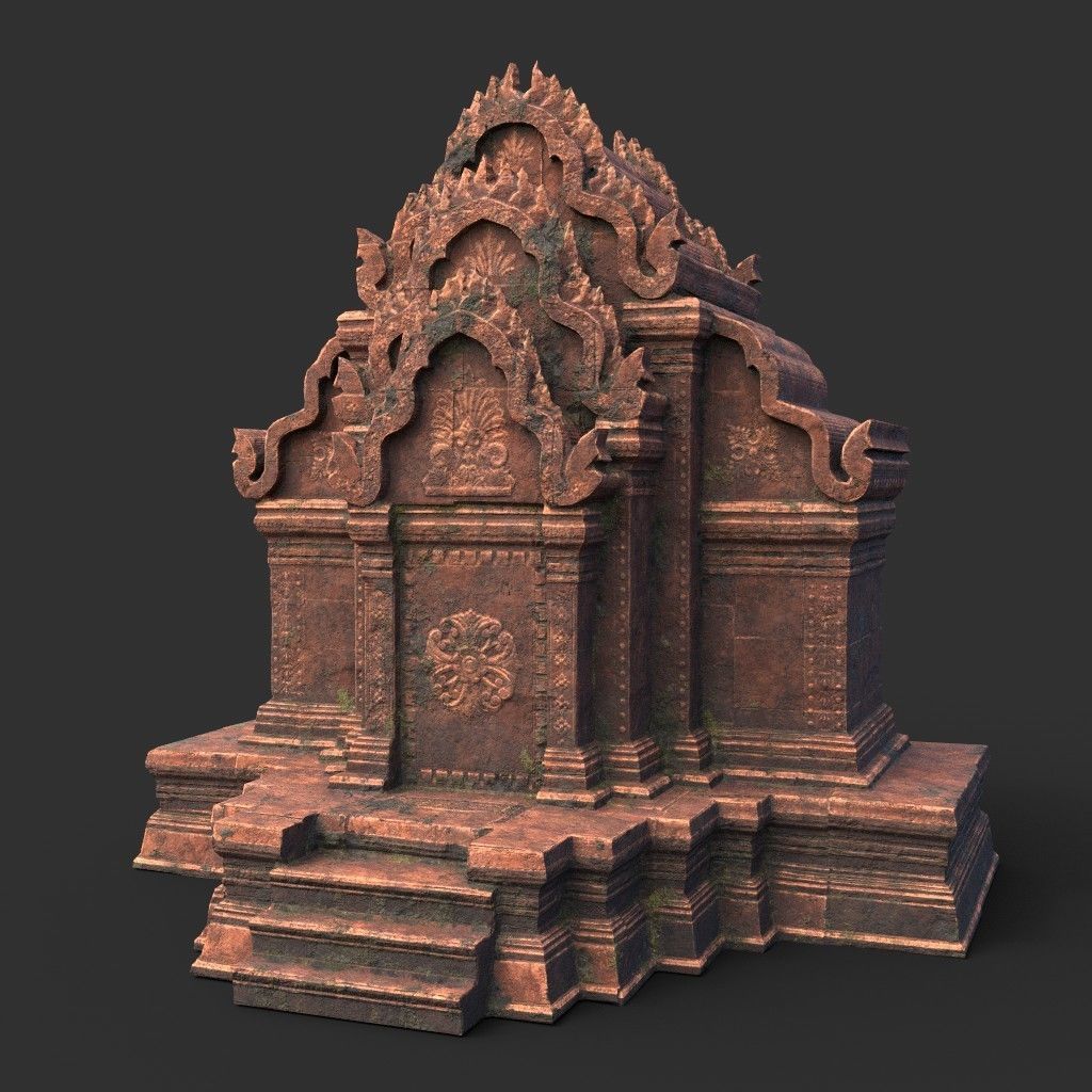 Ruin Ancient Temple - Khmer Architecture Pack A Low-poly 3D model_11