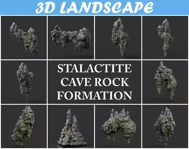 Low poly Stalactite Cave Rock Modular Pack C2 2020