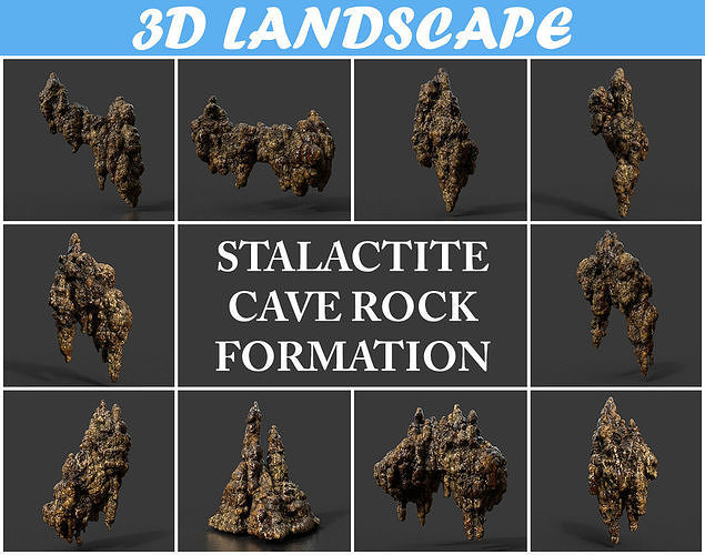 Low poly Stalactite Cave Rock Modular Pack C 2020 Low-poly 3D model