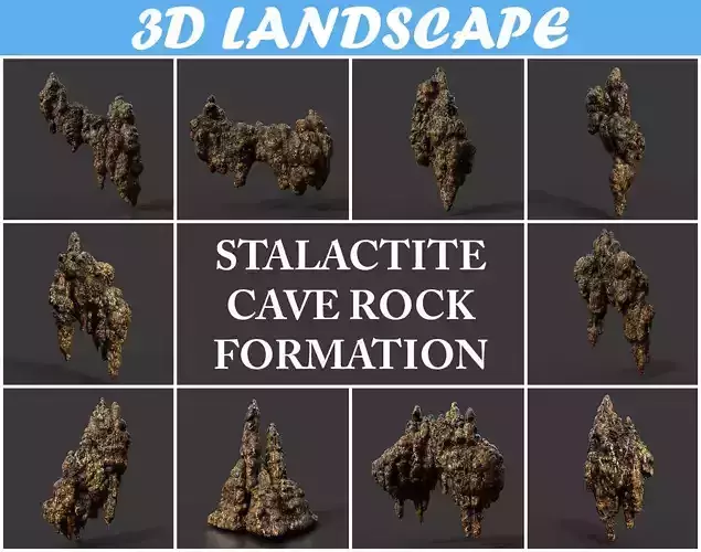 Low poly Stalactite Cave Rock Modular Pack C 2020 Low-poly 3D model
