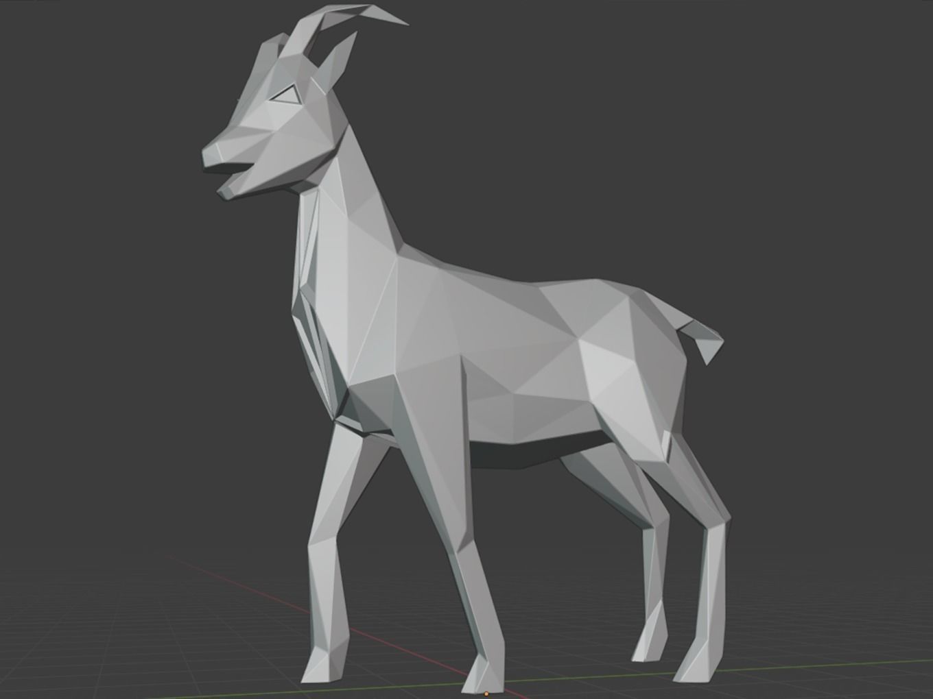Polygonal Black Goat Parametric 3D print model_8