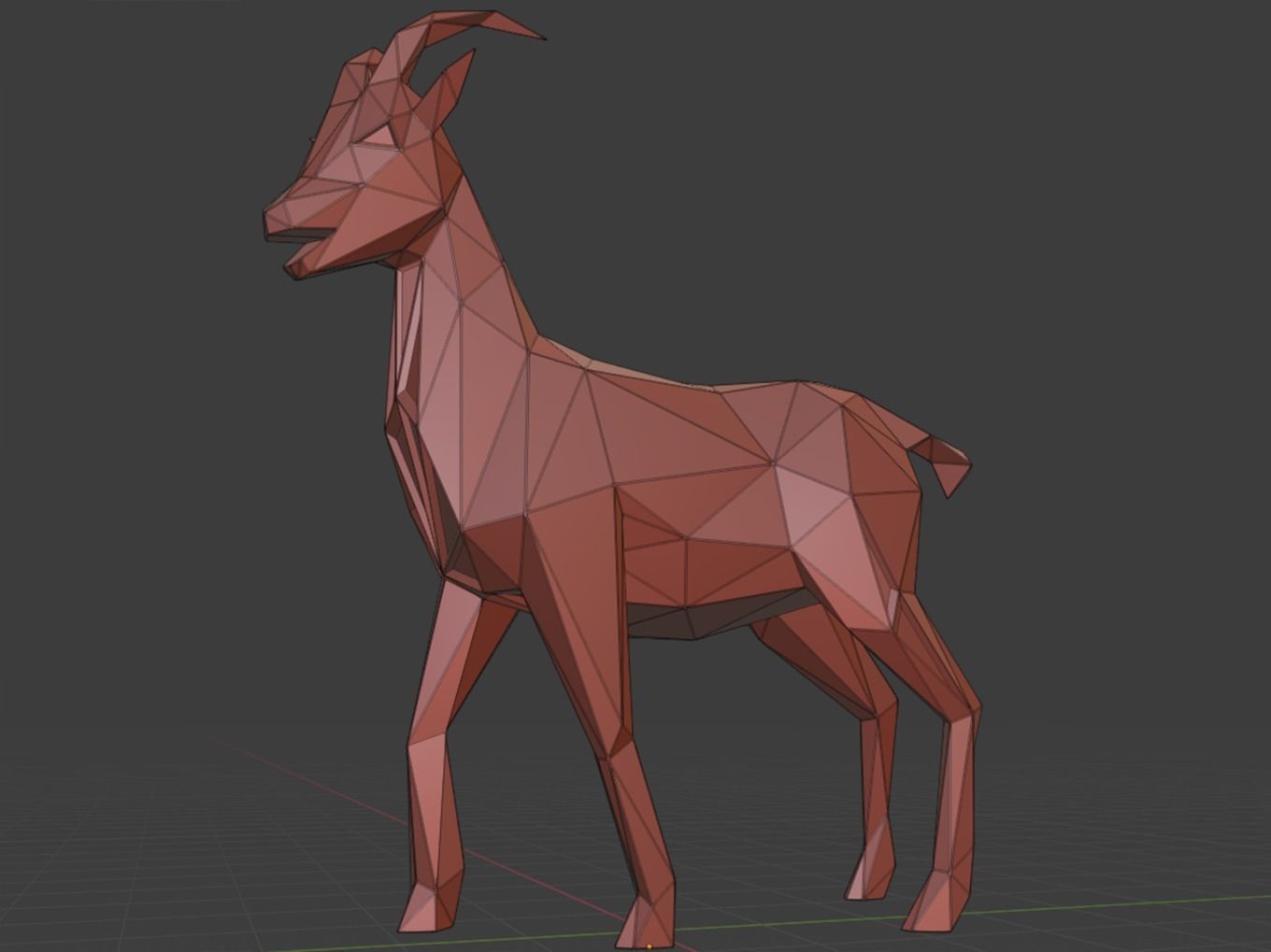 Polygonal Black Goat Parametric 3D print model_10