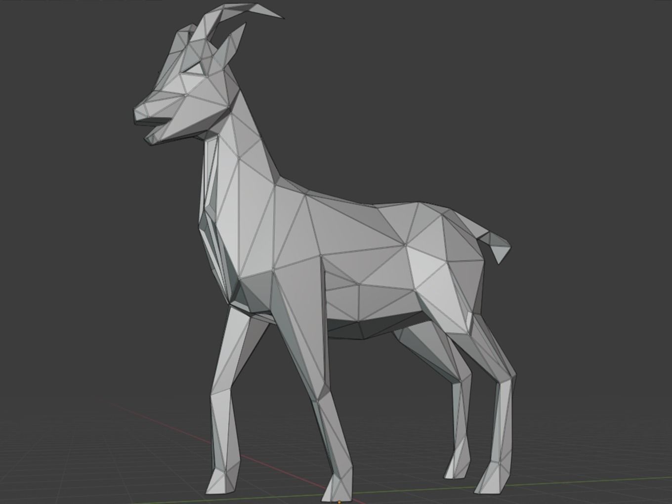 Polygonal Black Goat Parametric 3D print model_9