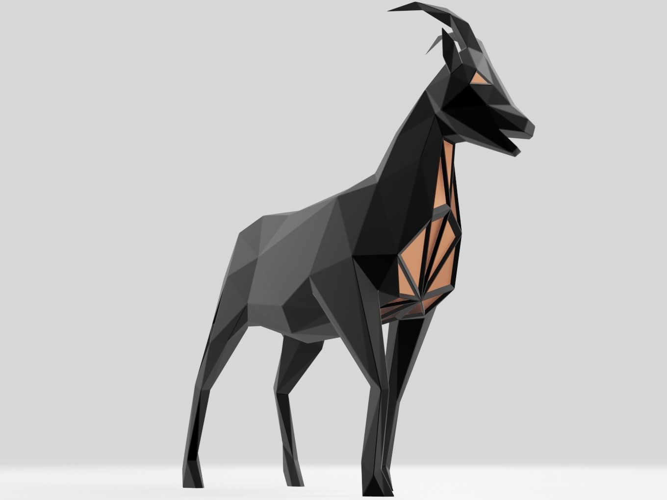 Polygonal Black Goat Parametric 3D print model_6