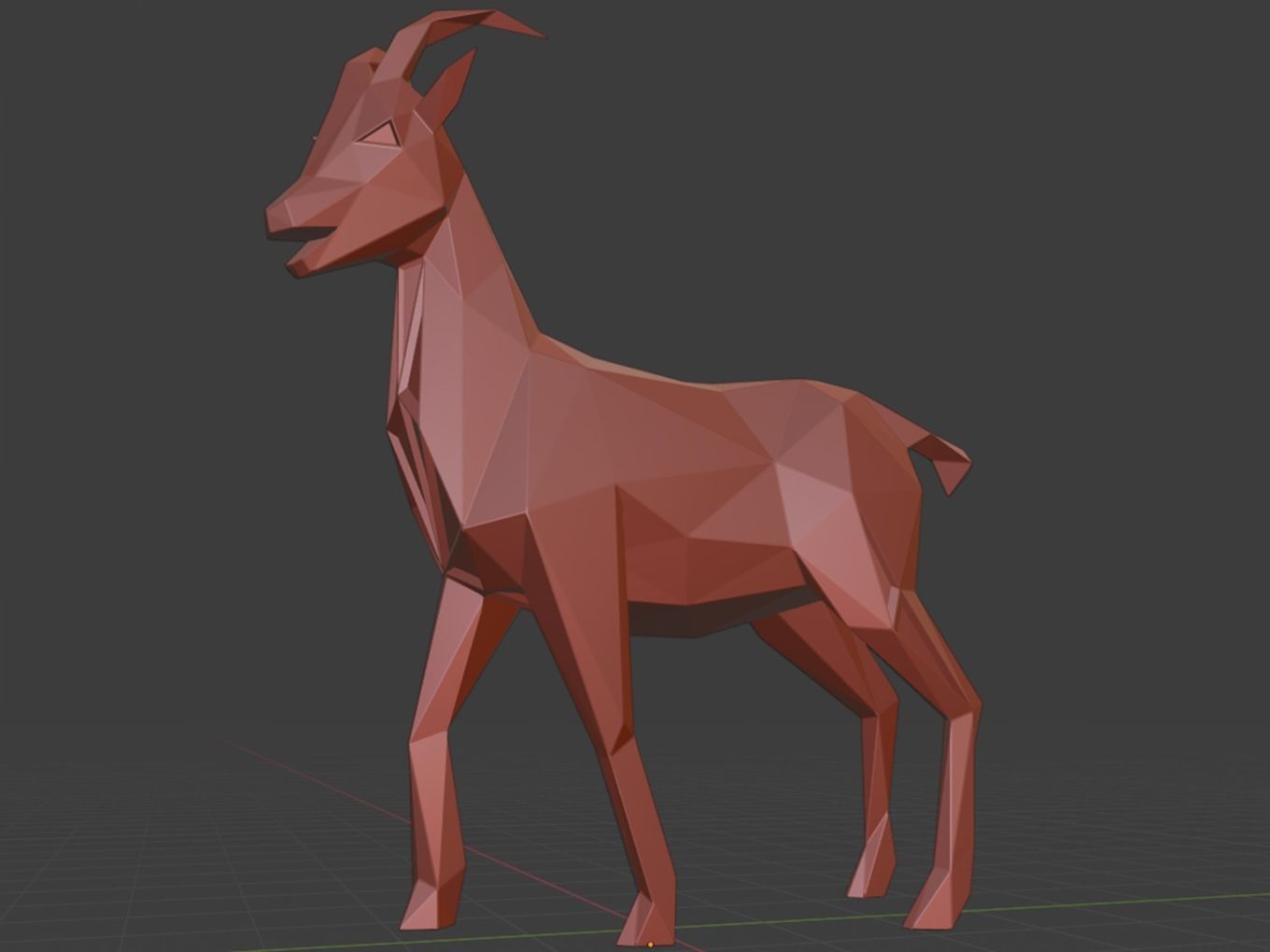 Polygonal Black Goat Parametric 3D print model_11