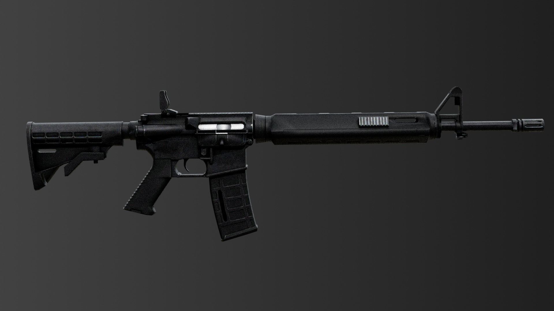 M4A1 RIS High detail Low-poly 3D model Low-poly 3D model_2