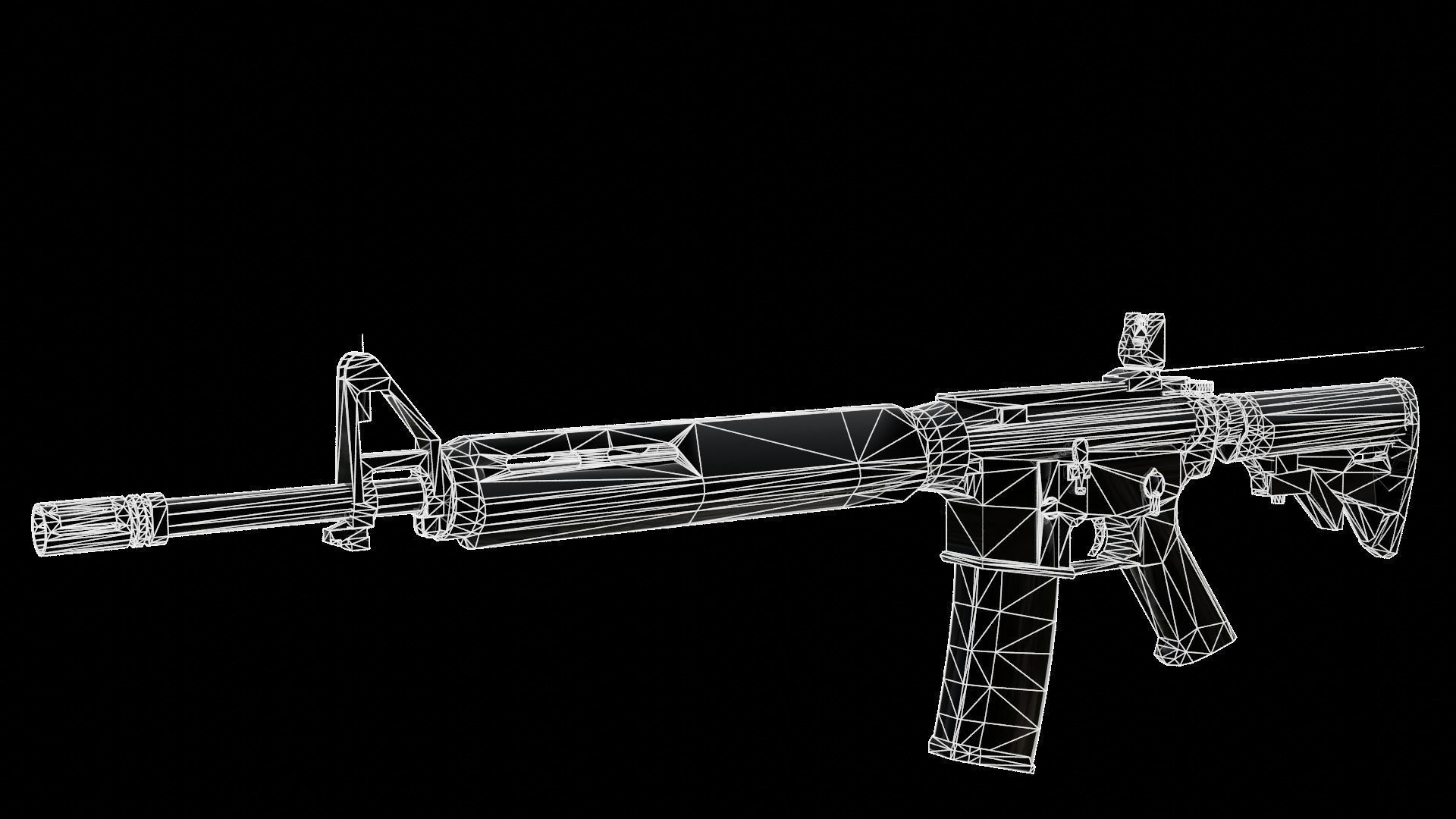M4A1 RIS High detail Low-poly 3D model Low-poly 3D model_7