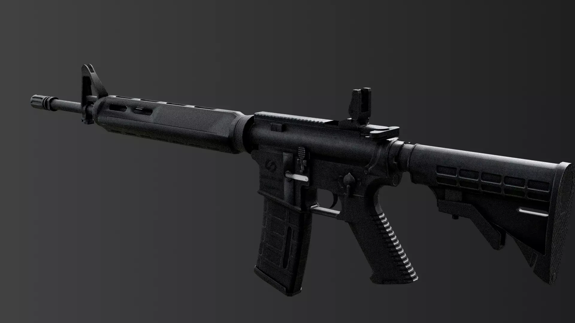 M4A1 RIS High detail Low-poly 3D model Low-poly 3D model_0