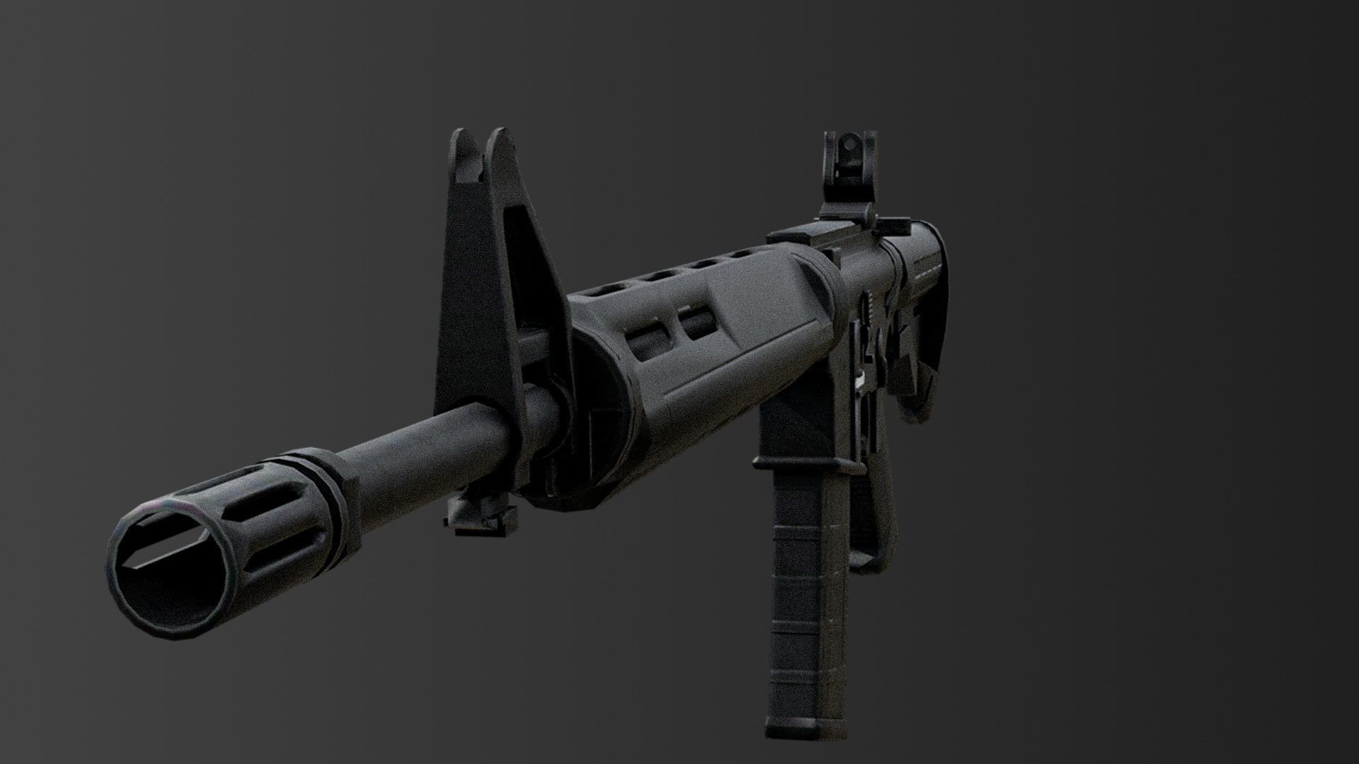 M4A1 RIS High detail Low-poly 3D model Low-poly 3D model_1