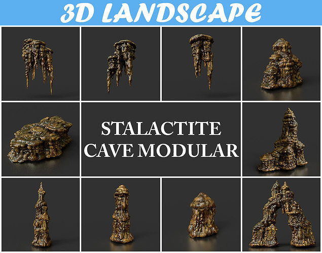 Low poly Stalactite Cave Modular Pack A 2020 Low-poly 3D model