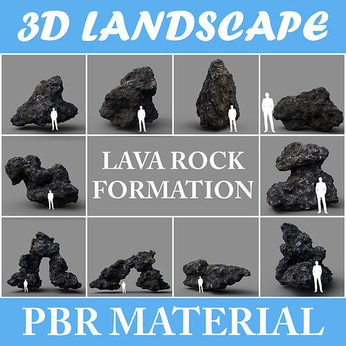 Low poly Lava Rock with dust Package 200229 Low-poly 3D model