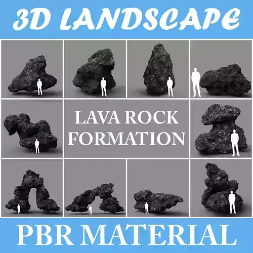 Low poly Lava Rock with dust Package 200229