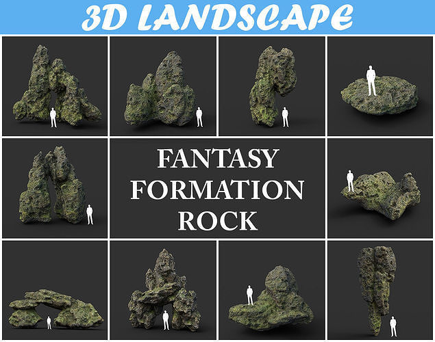 Low poly Fantasy Formation Rock Pack B 200214 Low-poly 3D model
