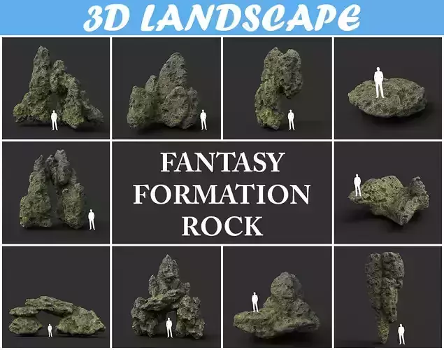 Low poly Fantasy Formation Rock Pack B 200214