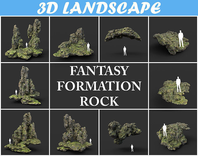 Low poly Fantasy Formation Rock Pack A 200213 Low-poly 3D model