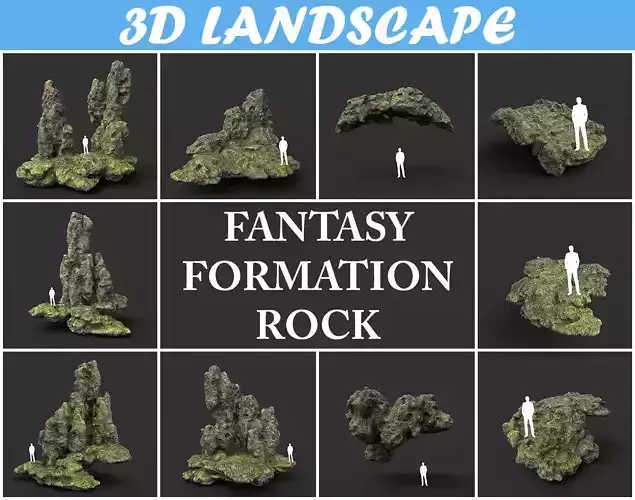 Low poly Fantasy Formation Rock Pack A 200213