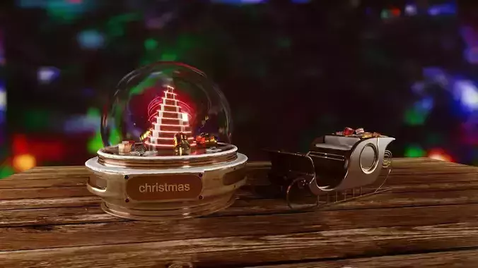 SnowGlobe christmas tree in glass dome