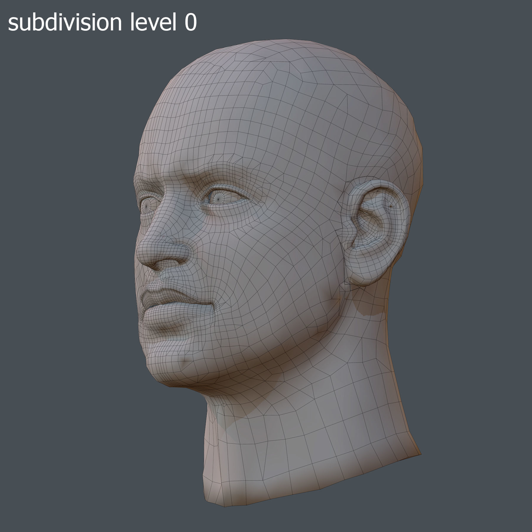 Male head PBR Realistic low poly Low-poly 3D model_10